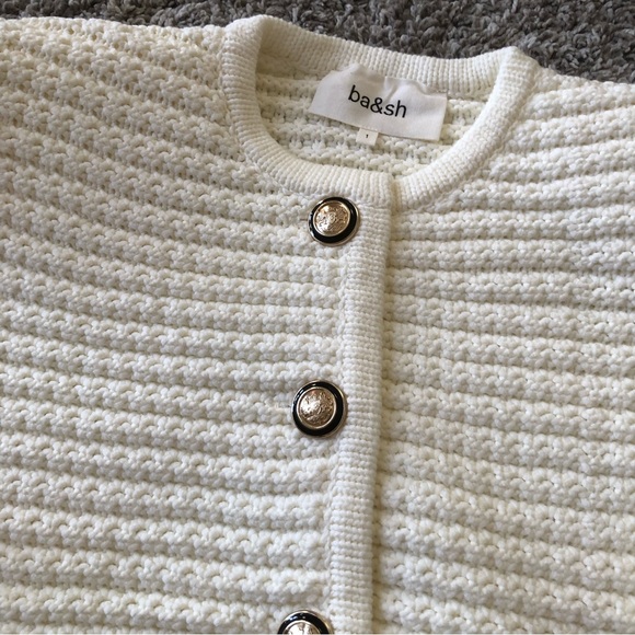 BEST Ba&sh Gaspard French Knit Cardigan Small Off-White Ivory - Picture 5 of 8